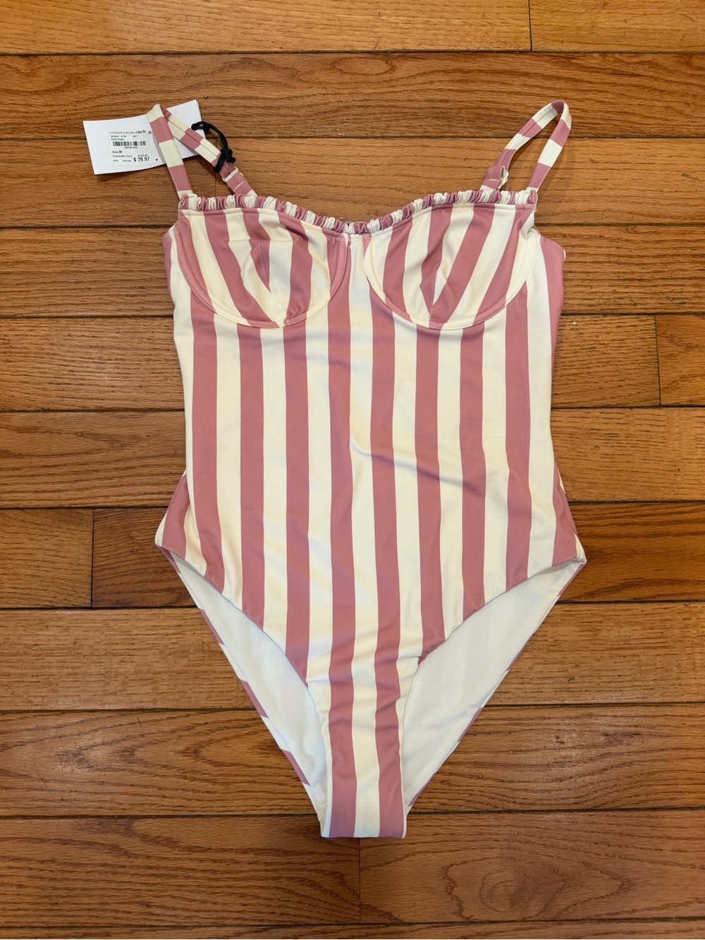 NWT Nordstrom Rose and White Striped One-Piece Swimsuit